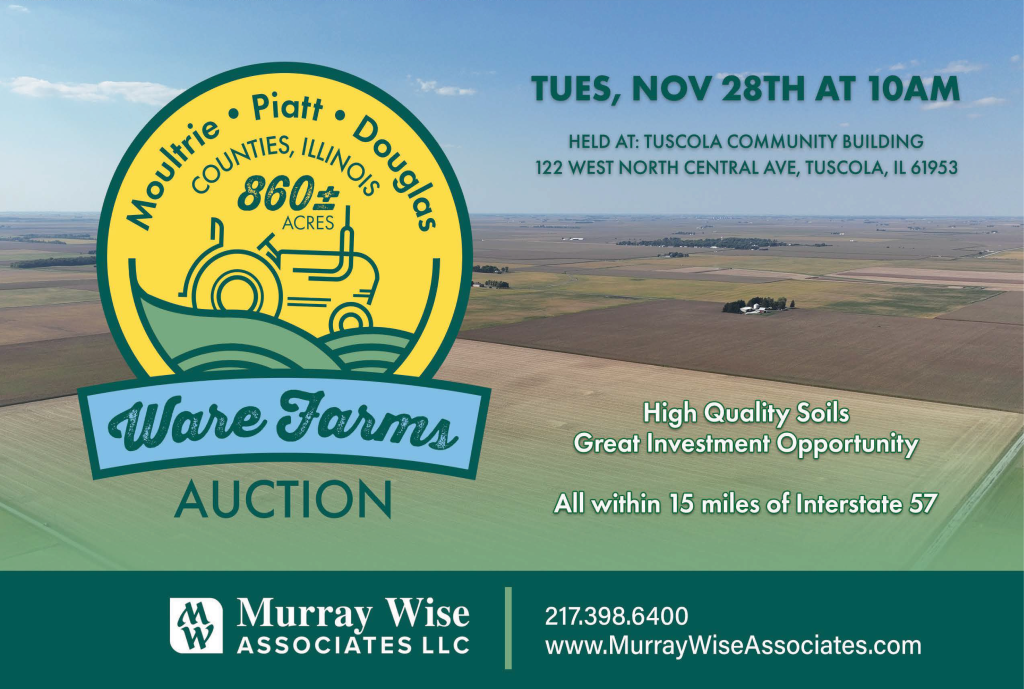 Upcoming AuctionDouglas, Moultrie, and Piatt Counties, IL - 860± Acres